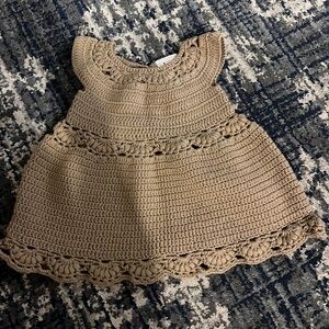 Crochet Baby Dress in Tan